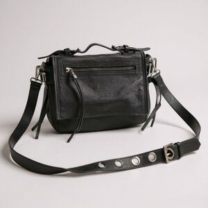 🖤 Alessandro Mari Italy Black Pebbled Leather Crossbody‎ Shoulder Bag